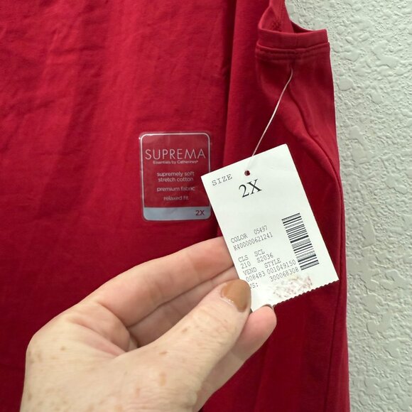 Catherines Suprema Red Soft Cotton Stretch Tank Top Shirt Womens 2X 22/24 NEW - Picture 3 of 8